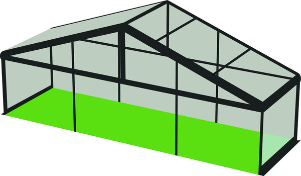 10m Pavilion Structure - Black Frame / Clear Roof