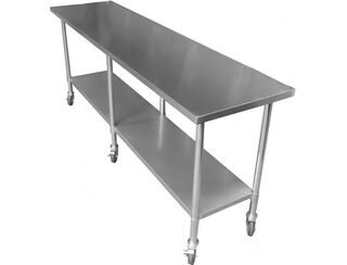 1.8m Stainless Steel Bench - with Wheels