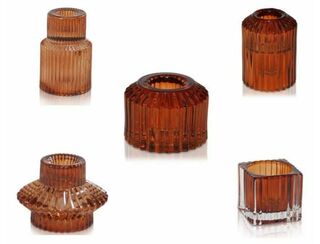 Vintage Candle Holders - Amber - Pack of 12