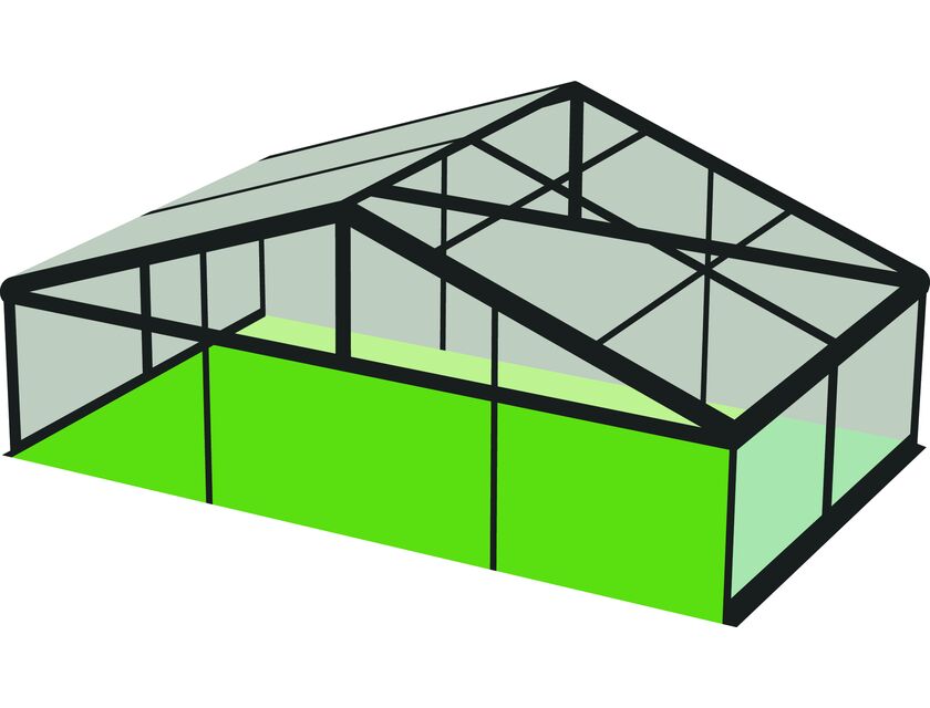 10m Clear Roof - Black Frame Pavilion - 10m x 3m