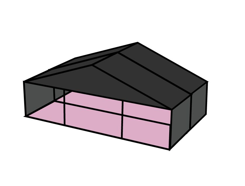 10m Black Roof, Black Frame Pavilion - 10m x 3m
