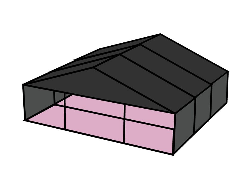 10m Black Roof, Black Frame Pavilion - 10m x 3m