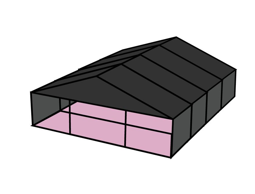 10m Black Roof, Black Frame Pavilion - 10m x 3m
