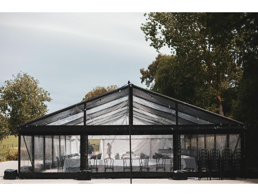 10m Clear Roof - Black Frame Pavilion - 10m x 3m