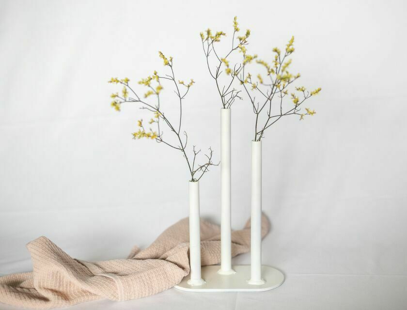 Three Stem Bud Vase - White