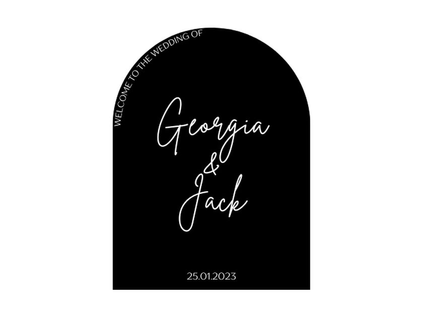 Personalised Black Arched Acrylic Sign Package - Black Signage Frame