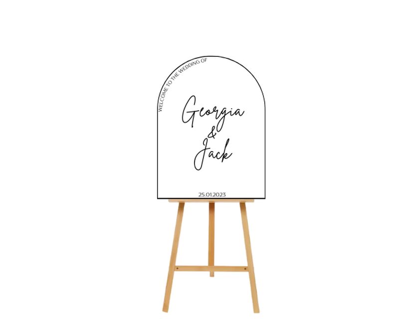 Personalised White Arched Acrylic Sign Package - Black Signage Frame