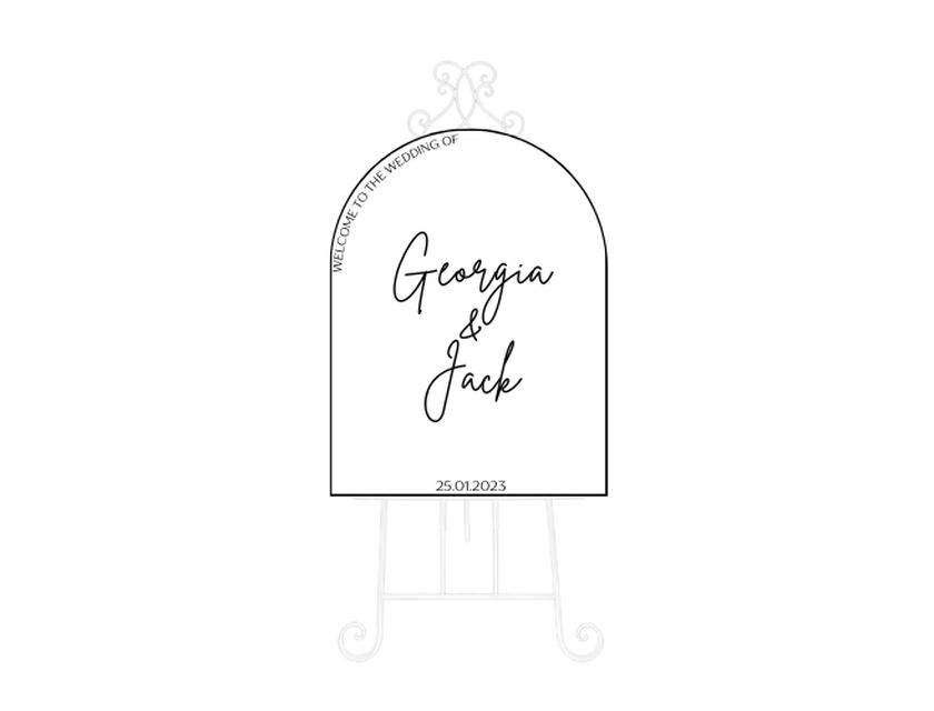 Personalised White Arched Acrylic Sign Package - Black Signage Frame