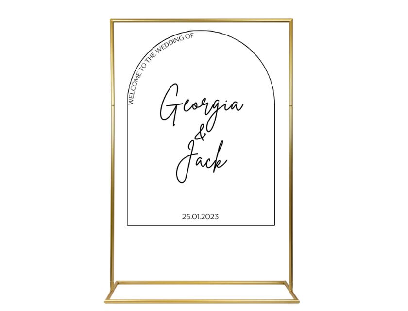 Personalised White Arched Acrylic Sign Package - Black Signage Frame