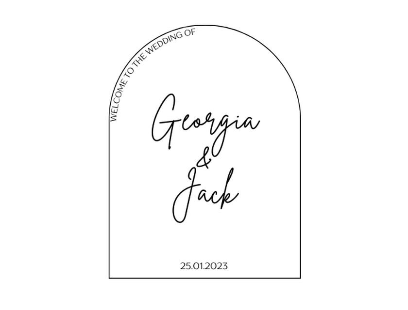 Personalised White Arched Acrylic Sign Package - Black Signage Frame