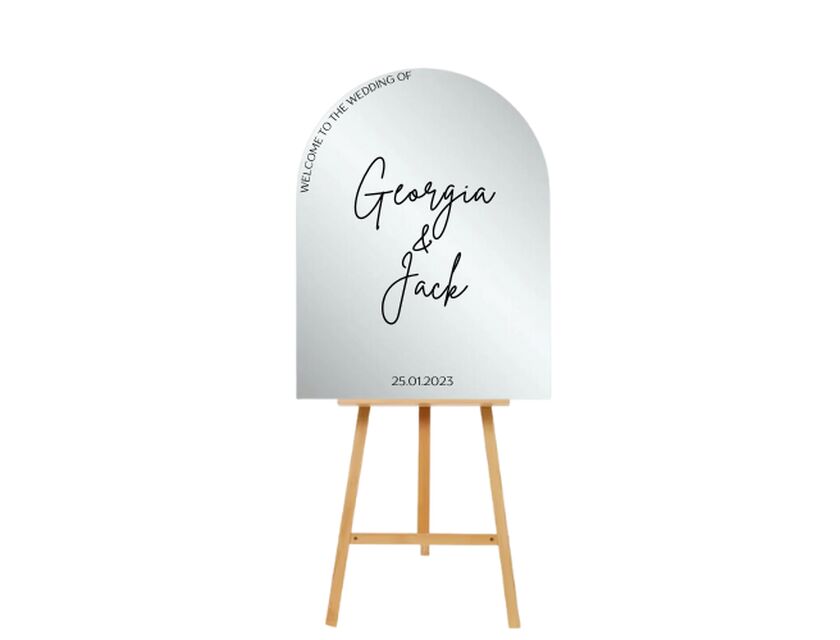 Personalised Mirror Arched Acrylic Sign Package - Black Signage Frame