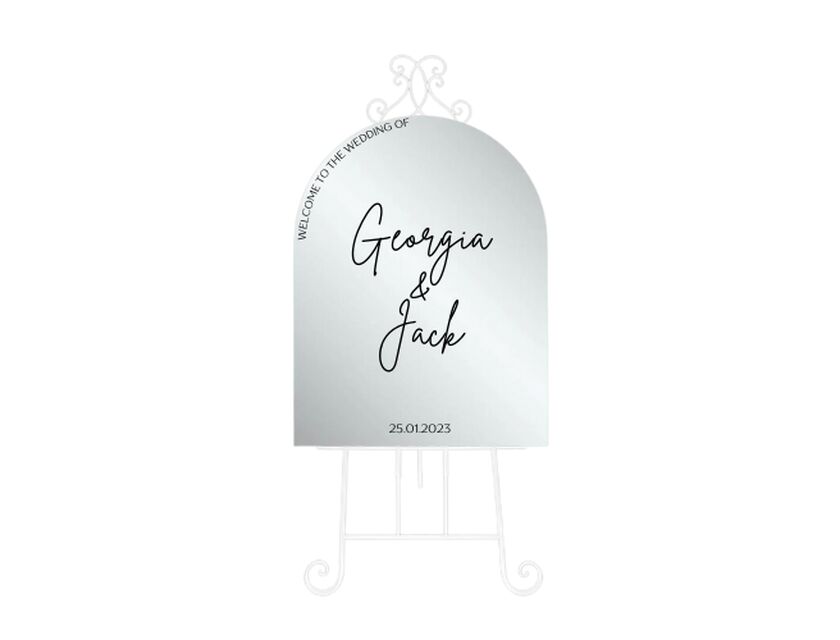 Personalised Mirror Arched Acrylic Sign Package - Black Signage Frame