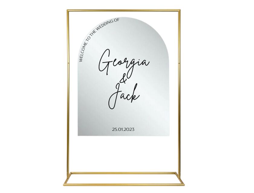 Personalised Mirror Arched Acrylic Sign Package - Black Signage Frame