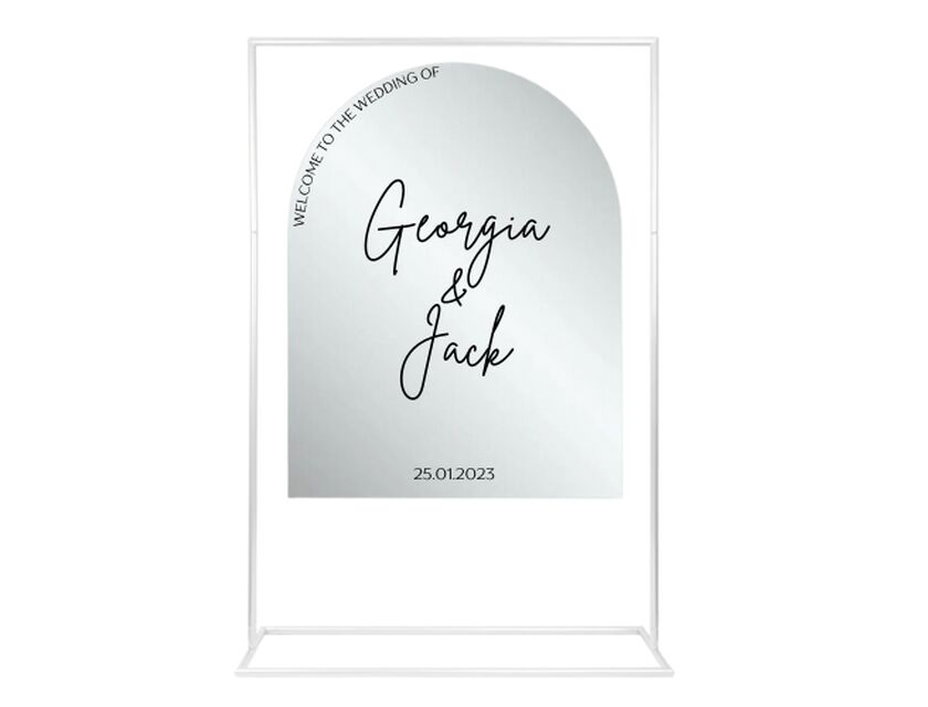 Personalised Mirror Arched Acrylic Sign Package - Black Signage Frame