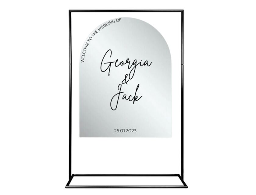 Personalised Mirror Arched Acrylic Sign Package - Black Signage Frame