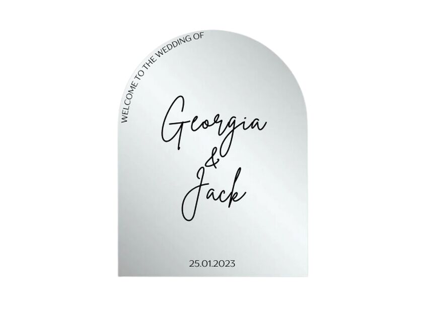 Personalised Mirror Arched Acrylic Sign Package - Black Signage Frame