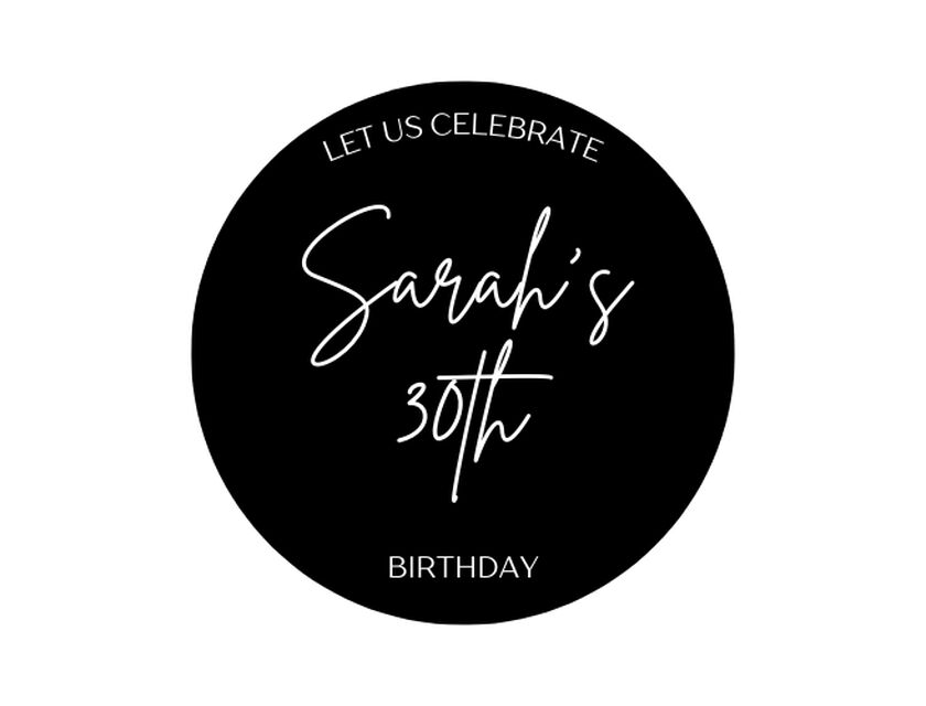 Personalised Black Round Acrylic Sign Package - Black Metal Easel