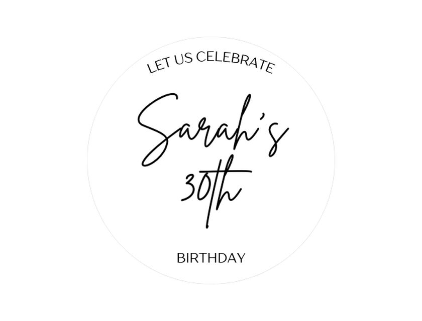 Personalised White Round Acrylic Sign Package - Black Metal Easel