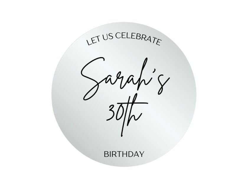 Personalised Mirror Round Acrylic Sign Package - Black Metal Easel
