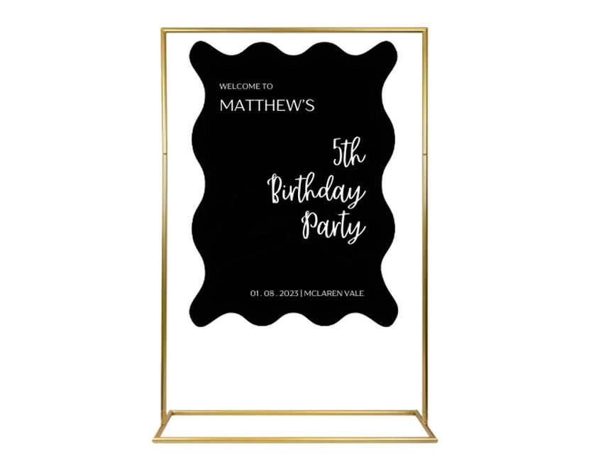 Personalised Black Ripple Acrylic Sign Package - Black Metal Easel