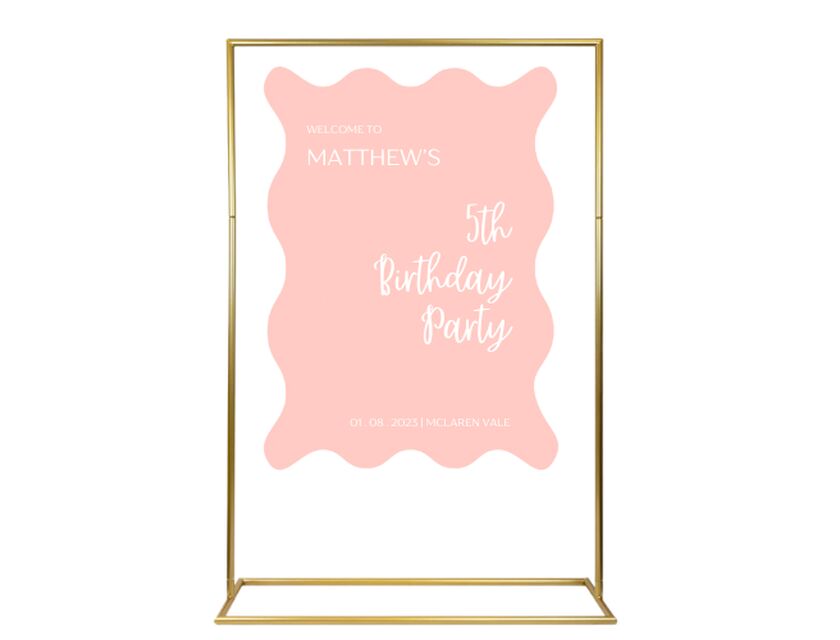 Personalised Watermelon Ripple Acrylic Sign Package - Black Metal Easel