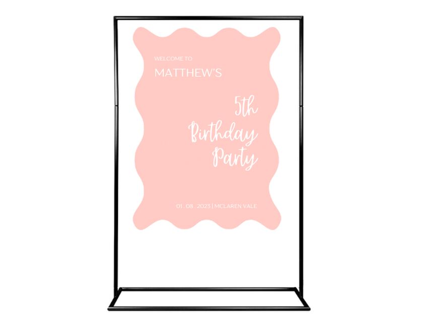Personalised Watermelon Ripple Acrylic Sign Package - Black Metal Easel