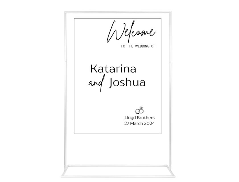 Personalised White Rectangle Acrylic Sign Package - Black Signage Frame