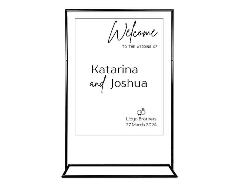 Personalised White Rectangle Acrylic Sign Package - Black Signage Frame