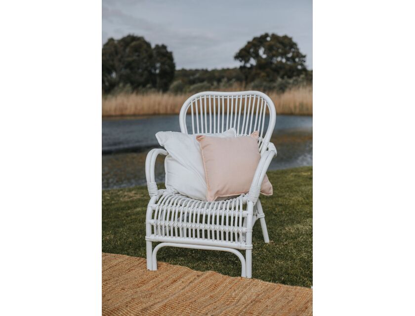 Rattan Lounge Arm Chair - White