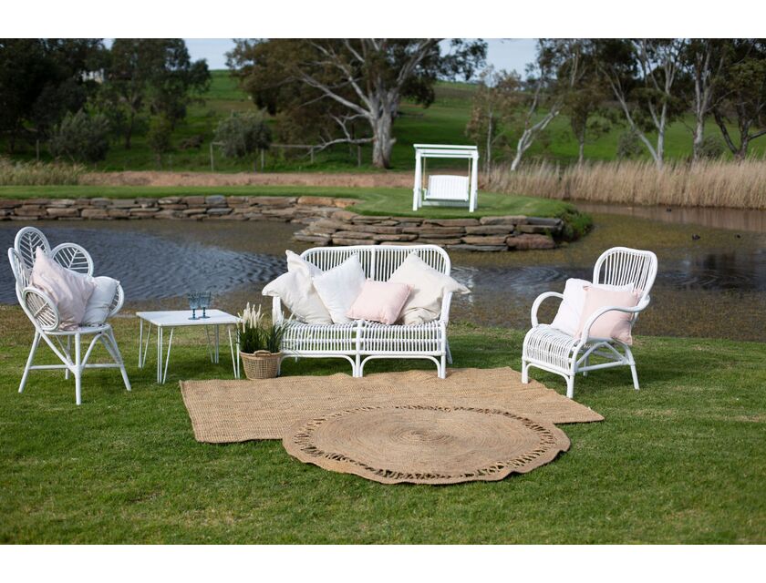 Flower Cane Chair - White