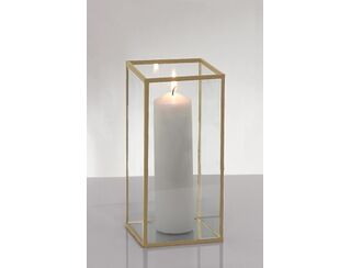 Gold Framed Glass Candle Box Tall - Large (22cm)