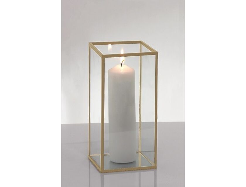 Gold Framed Glass Candle Box Tall (30cm)