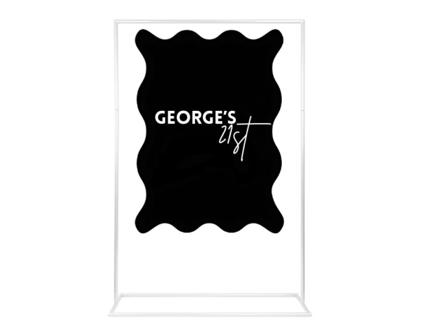 Personalised Black Ripple Acrylic Sign Package - Black Metal Easel