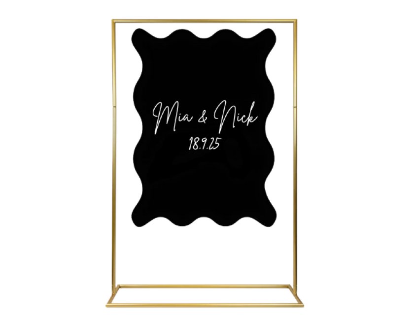 Personalised Black Ripple Acrylic Sign Package - Black Metal Easel