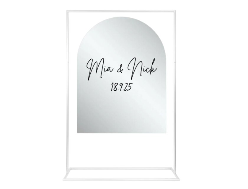 Personalised Mirror Arched Acrylic Sign Package - Black Signage Frame