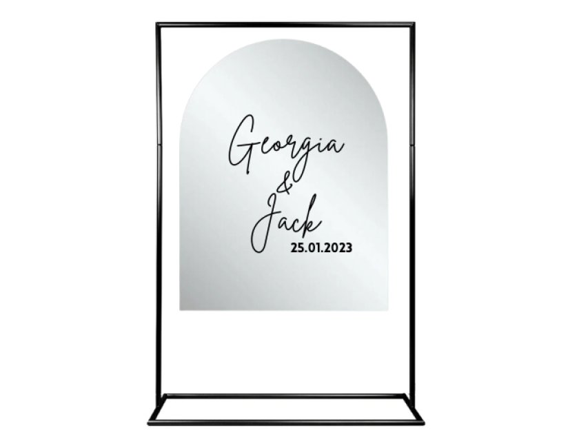 Personalised Mirror Arched Acrylic Sign Package - Black Signage Frame