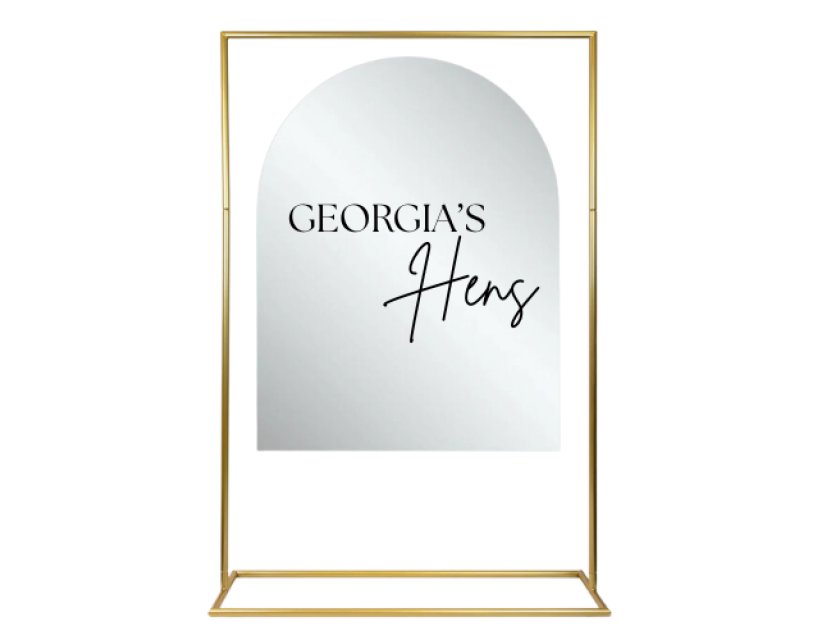 Personalised Mirror Arched Acrylic Sign Package - Black Signage Frame