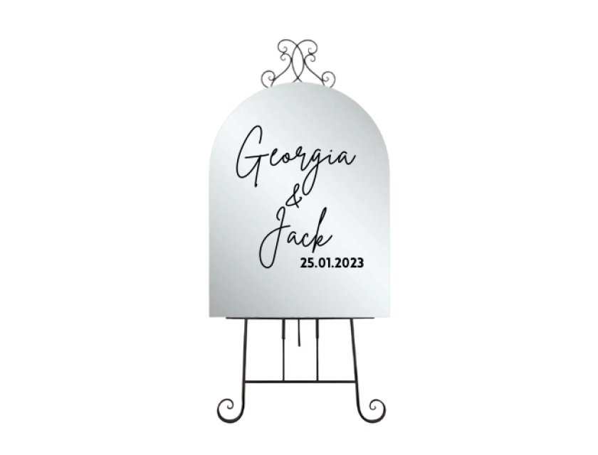 Personalised Mirror Arched Acrylic Sign Package - Black Signage Frame
