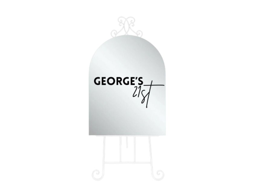 Personalised Mirror Arched Acrylic Sign Package - Black Signage Frame