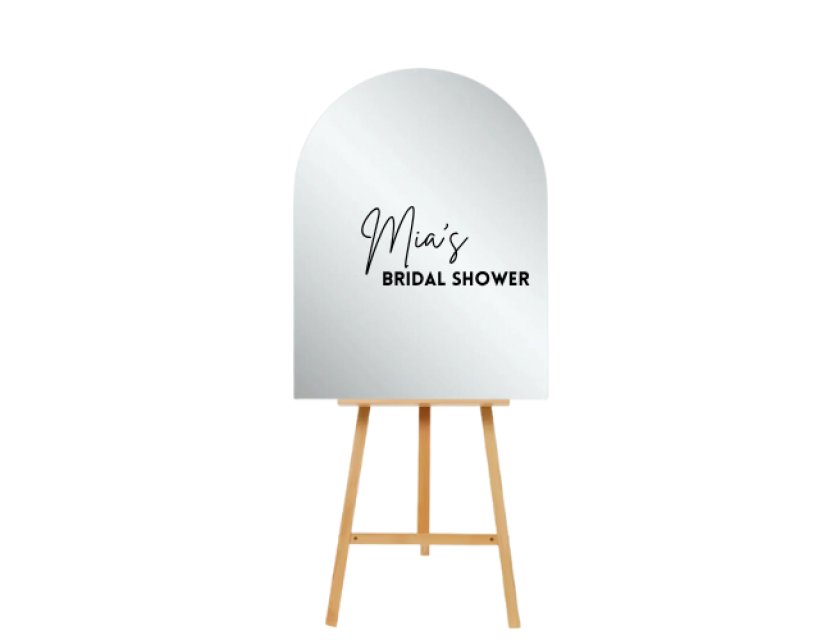 Personalised Mirror Arched Acrylic Sign Package - Black Signage Frame