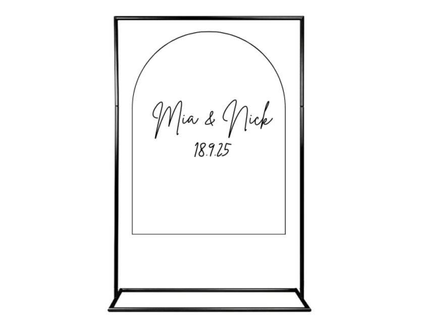 Personalised White Arched Acrylic Sign Package - Black Signage Frame