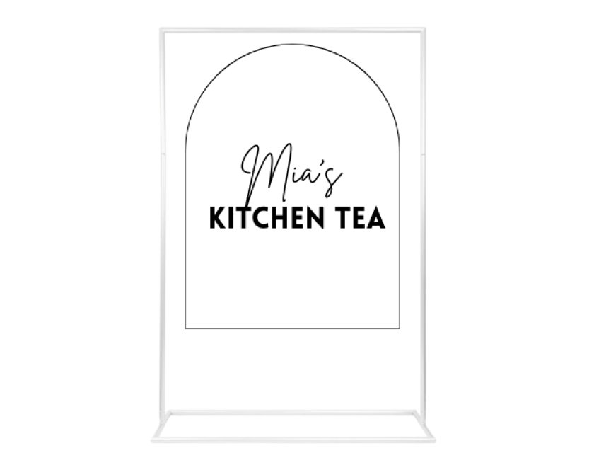 Personalised White Arched Acrylic Sign Package - Black Signage Frame