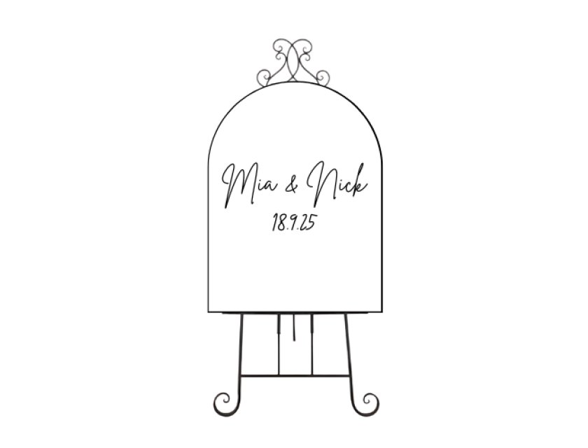 Personalised White Arched Acrylic Sign Package - Black Signage Frame