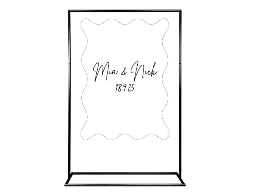 Personalised White Ripple Acrylic Sign Package - Black Signage Frame