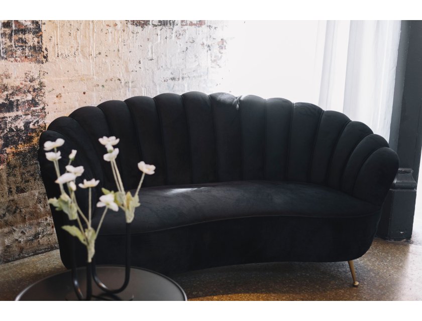 Marianna 3 Seater Velvet Sofa - Black