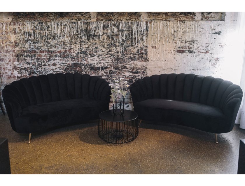 Marianna 3 Seater Velvet Sofa - Black