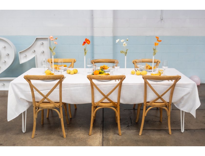 White Rectangle Linen - 137cm x 280cm (6ft Trestle Table)