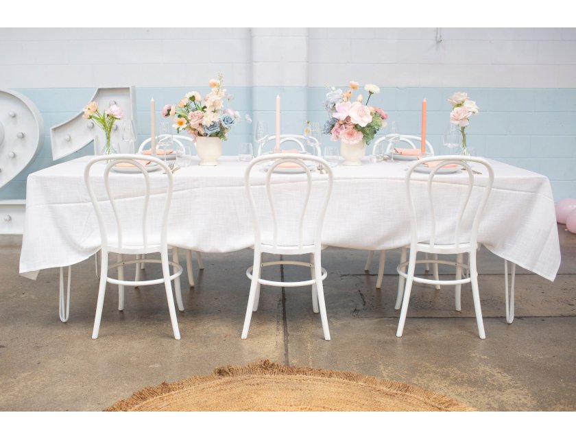 White Rectangle Linen - 137cm x 280cm (6ft Trestle Table)