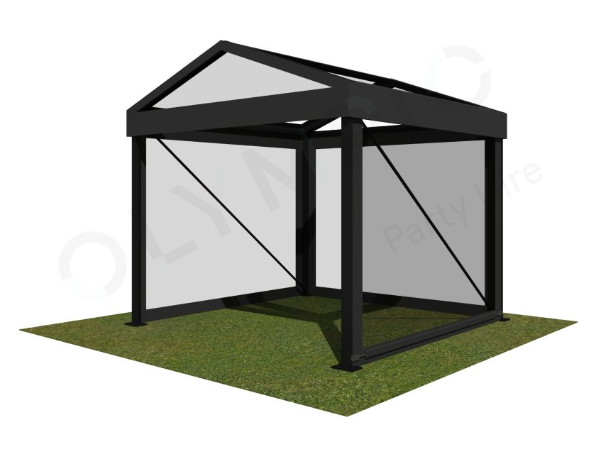 3m Clear Roof - Black Frame Pavilion - 3x3m Clear Roof, Black Frame Pavilion