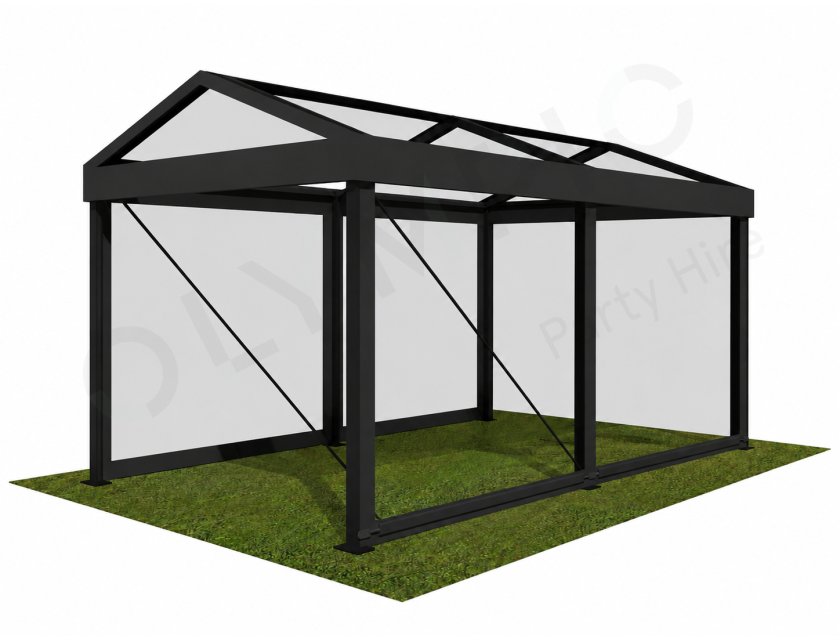 3m Clear Roof - Black Frame Pavilion - 3x3m Clear Roof, Black Frame Pavilion
